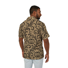 Load image into Gallery viewer, Men's Hawaiian Camp Shirt with Brown Tribal Accent — Casual Beach &amp; Luau Button-Up
